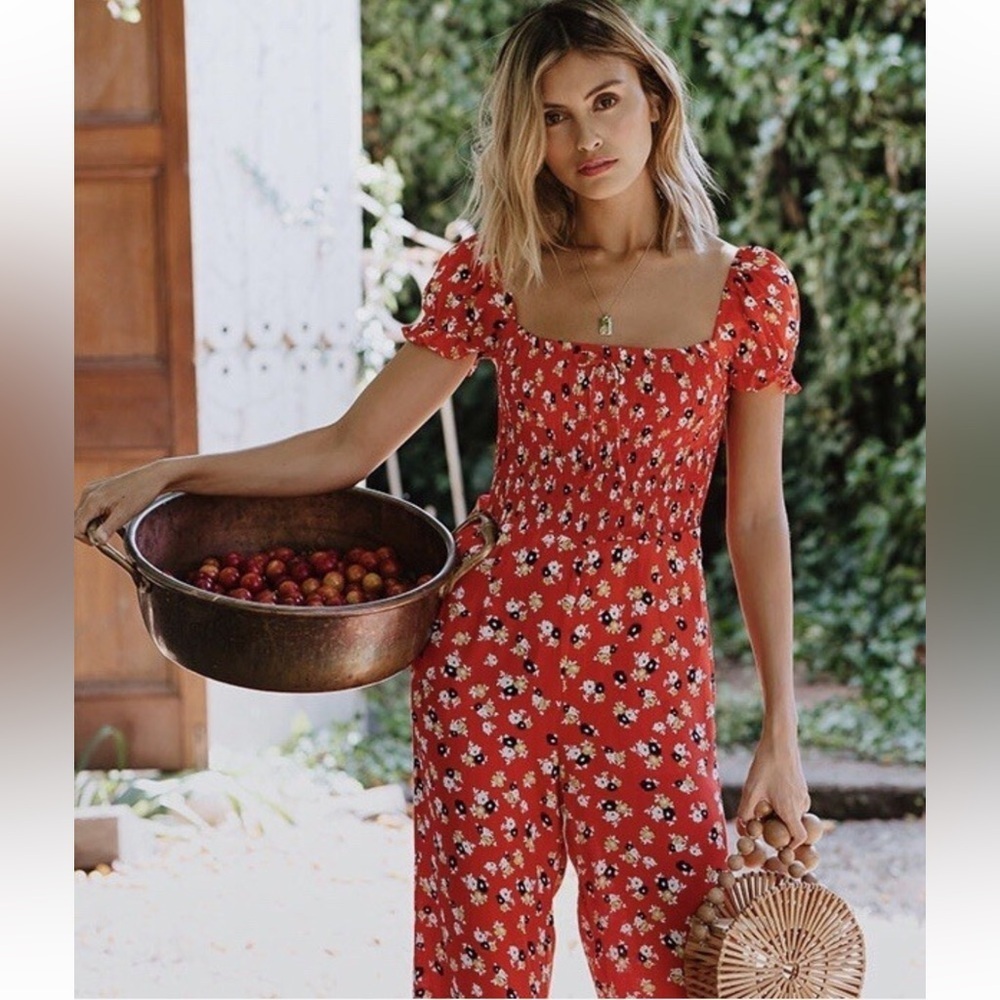 Faithfull Della Smocked Jumpsuit $189 NWT US4
